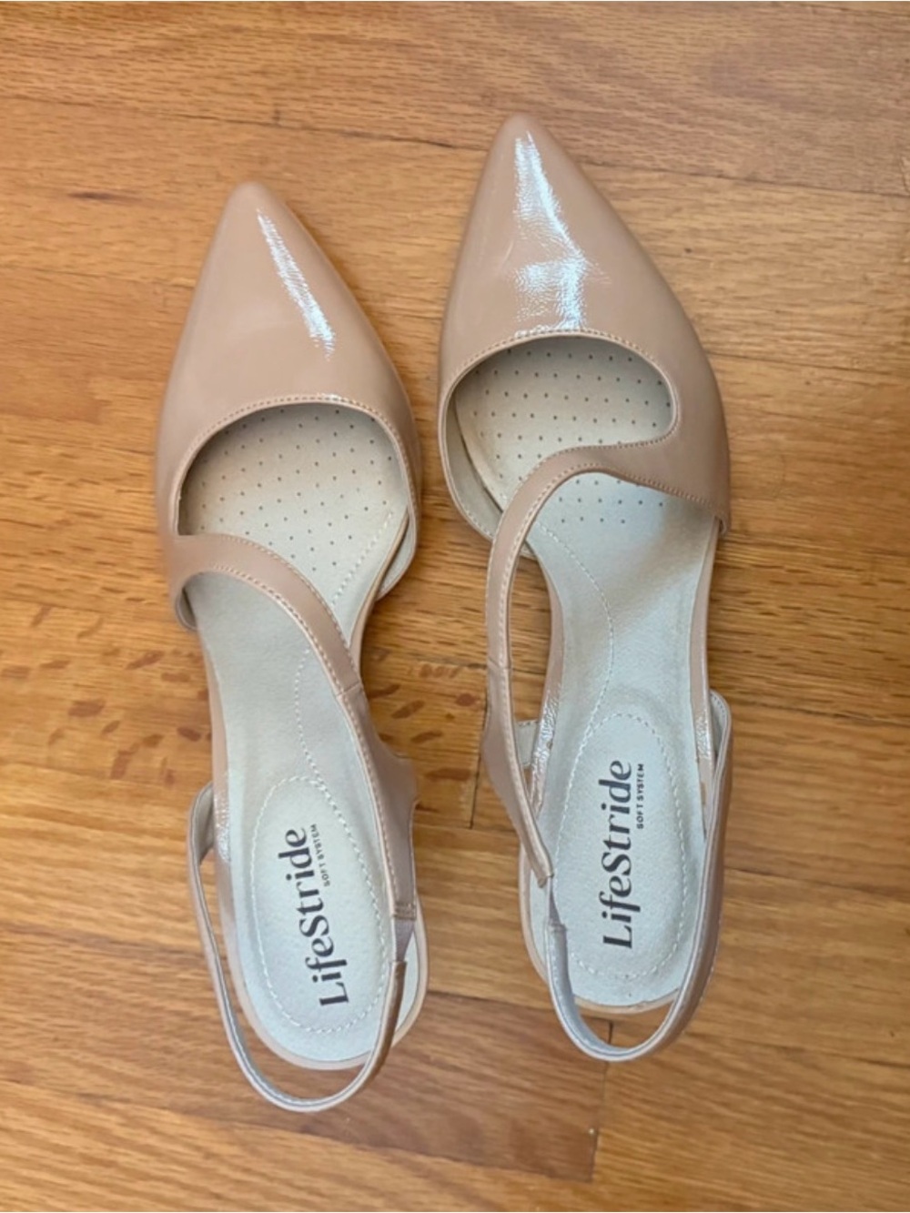 Life Stride Nude Pointed-Toe Slingback Flats